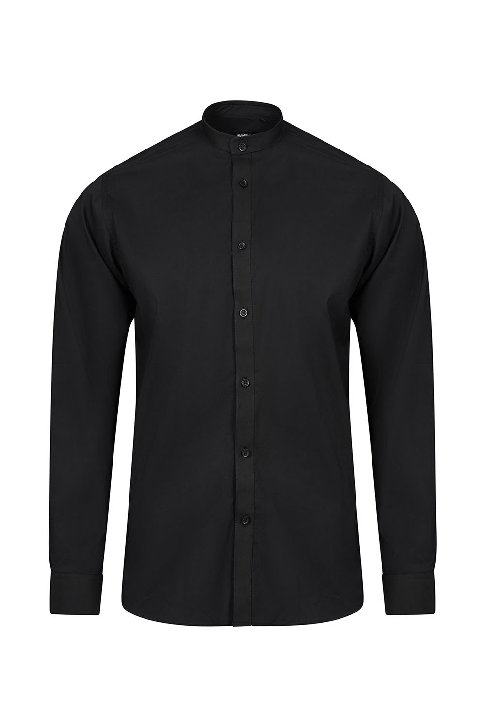 Koszula stretch z długim rękawem ze stójką męska 405013S - BLACK 00