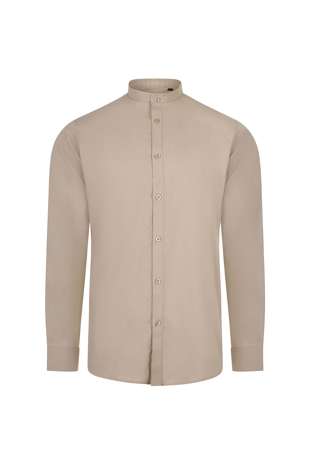 Koszula stretch z długim rękawem ze stójką męska 405013S - LIGHT BEIGE 47