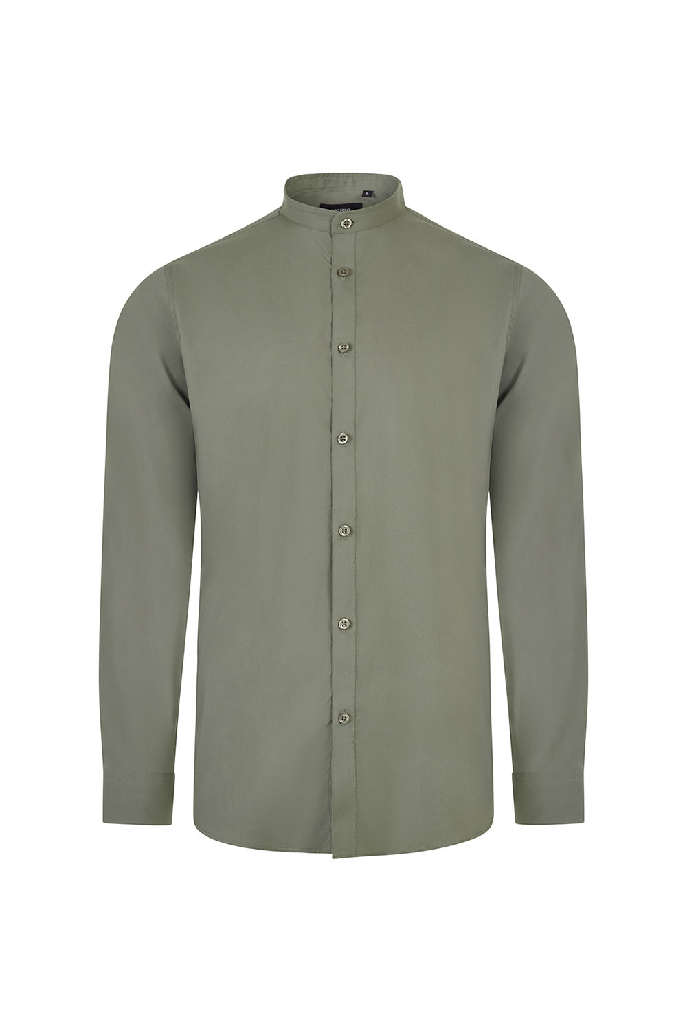 Koszula stretch z długim rękawem ze stójką męska 405013S - LIGHT OLIVE GREEN 35