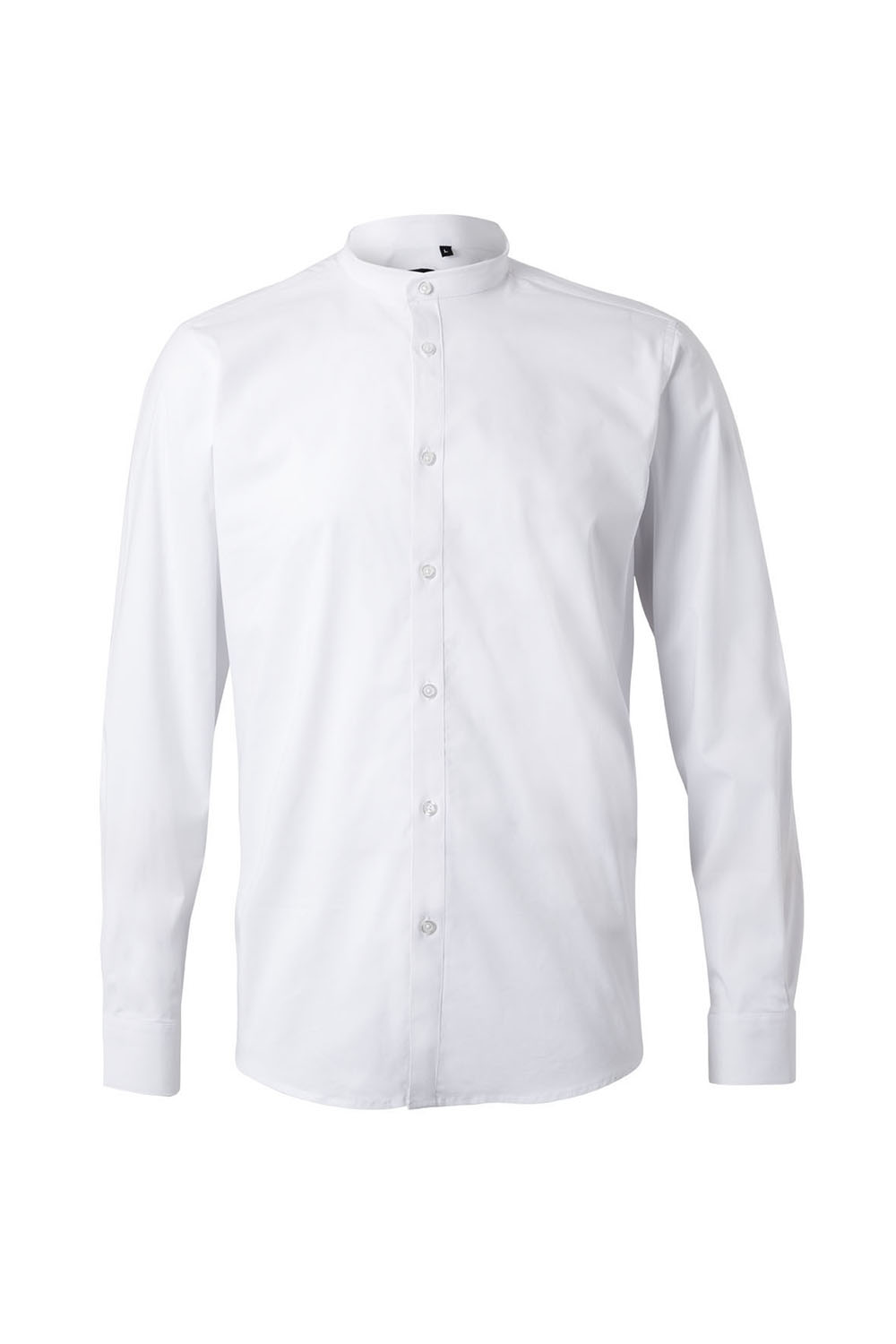 Koszula stretch z długim rękawem ze stójką męska 405013S - WHITE 07