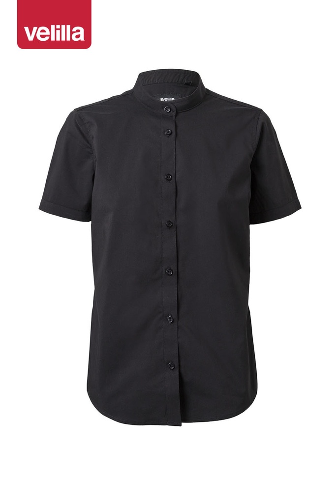 Koszula stretch z krótkim rękawem ze stójką damska 405014S - BLACK 00