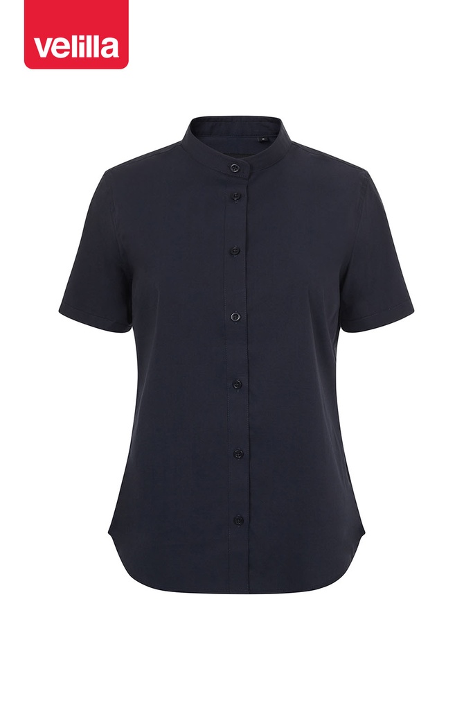 Koszula stretch z krótkim rękawem ze stójką damska 405014S - NAVY BLUE 61
