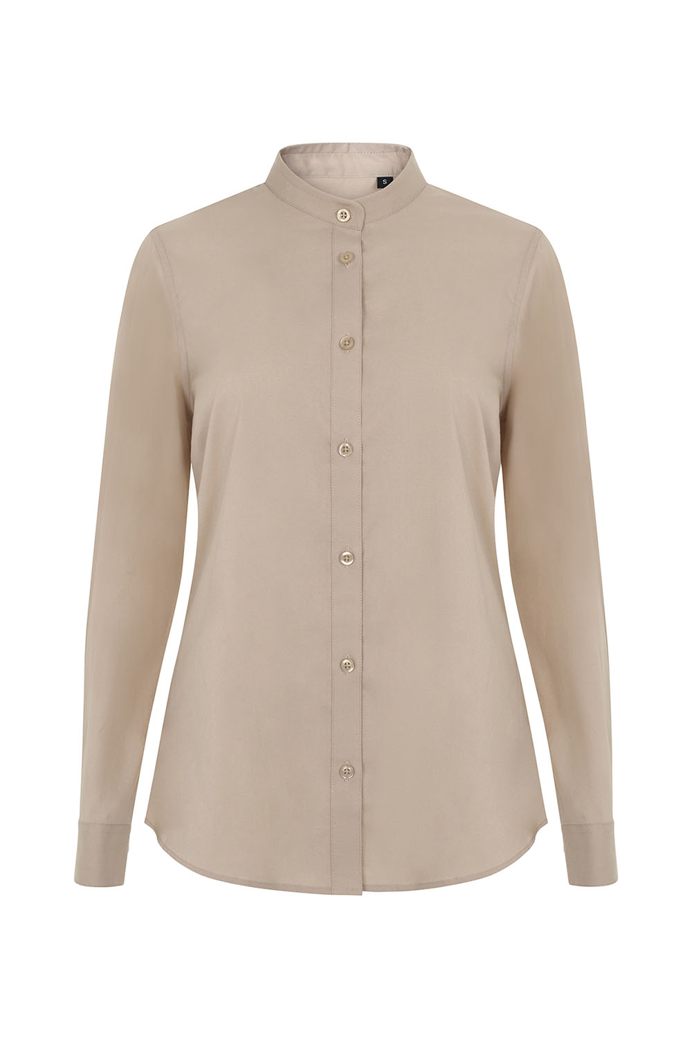 Koszula stretch z długim rękawem ze stójką damska 405015S - LIGHT BEIGE 47