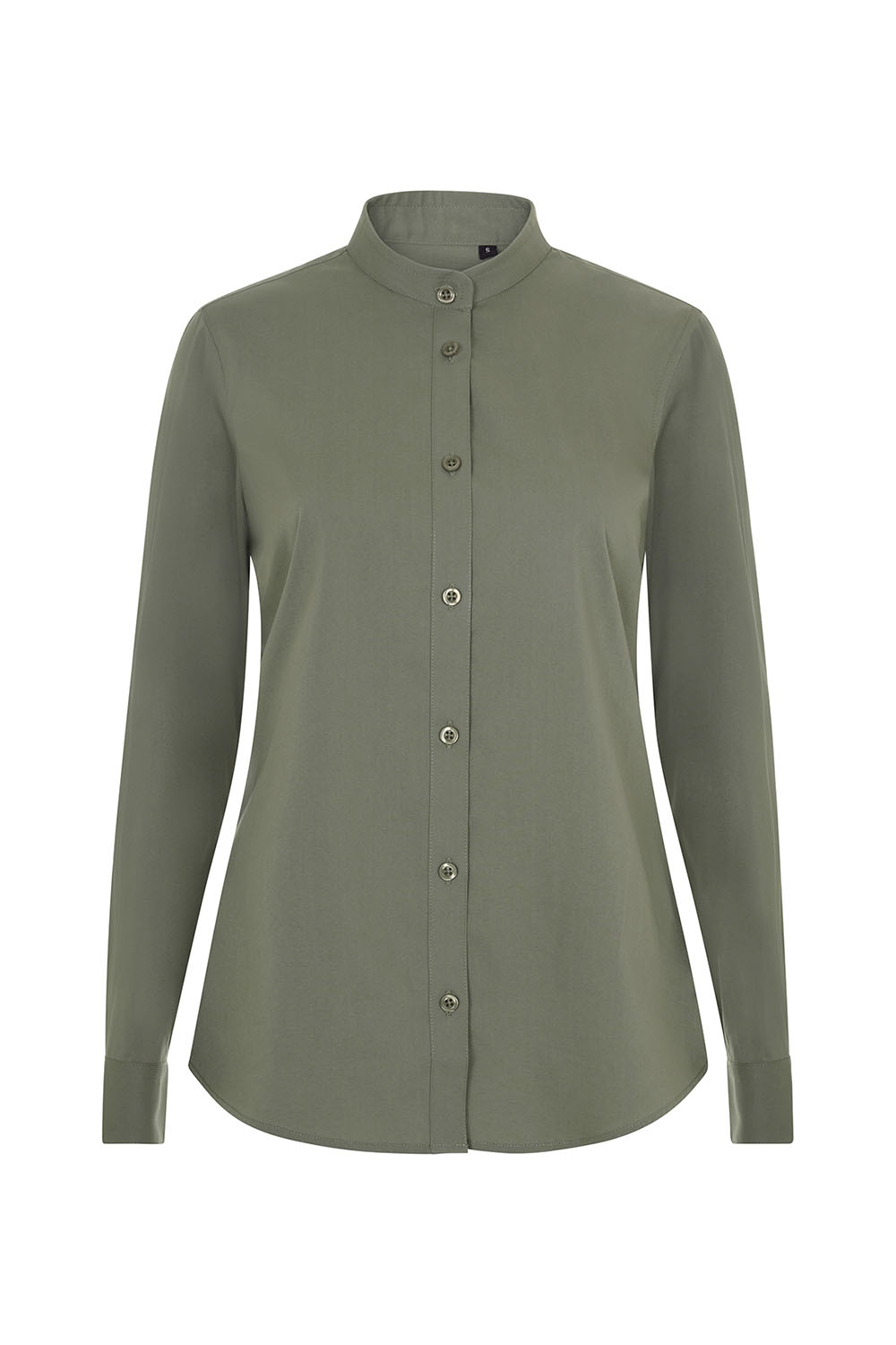 Koszula stretch z długim rękawem ze stójką damska 405015S - LIGHT OLIVE GREEN 35