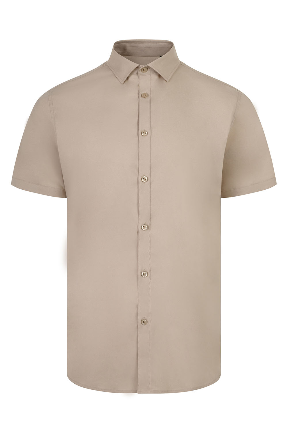 Koszula stretch z krótkim rękawem męska 405016S - LIGHT BEIGE 47