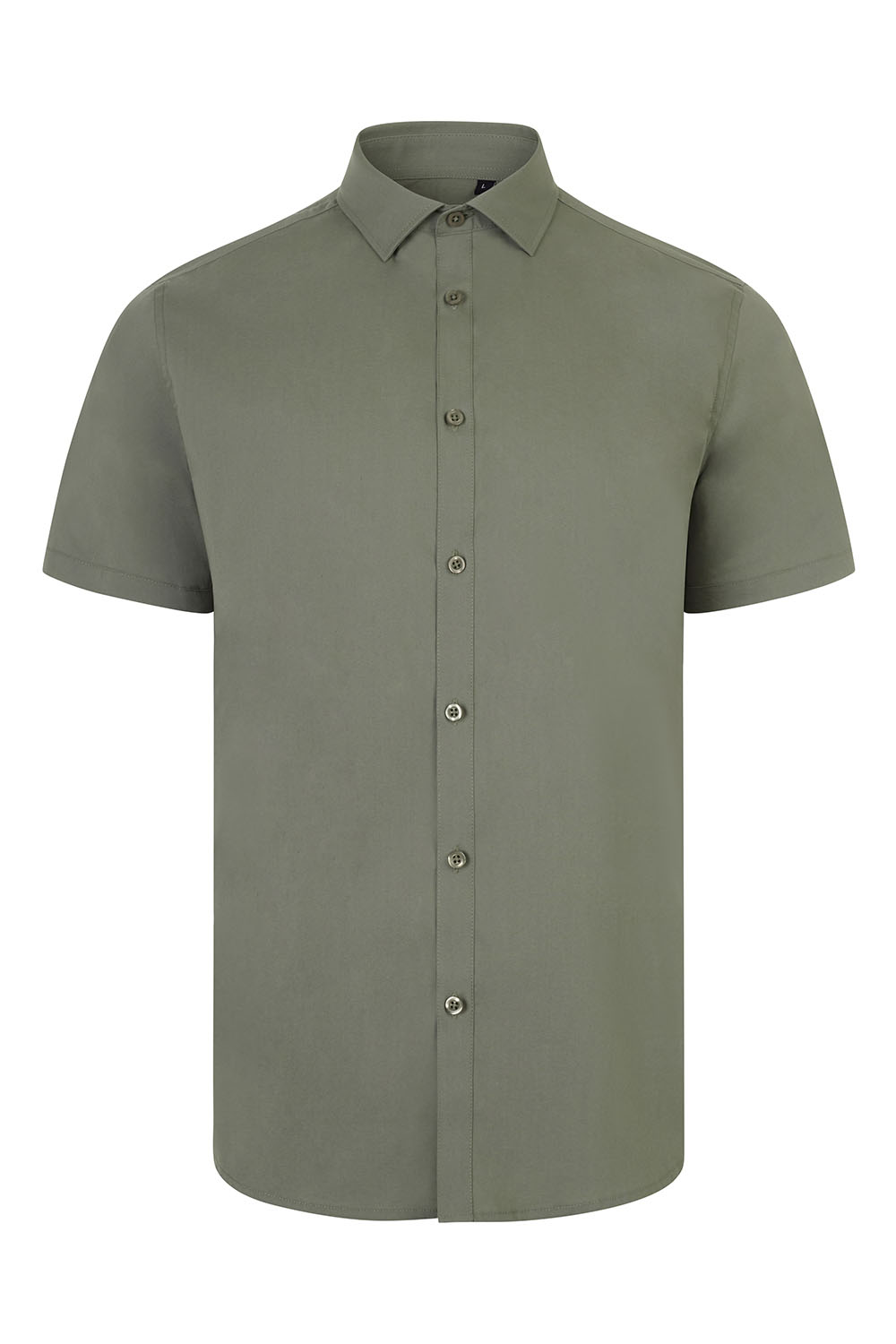 Koszula stretch z krótkim rękawem męska 405016S - LIGHT OLIVE GREEN 35