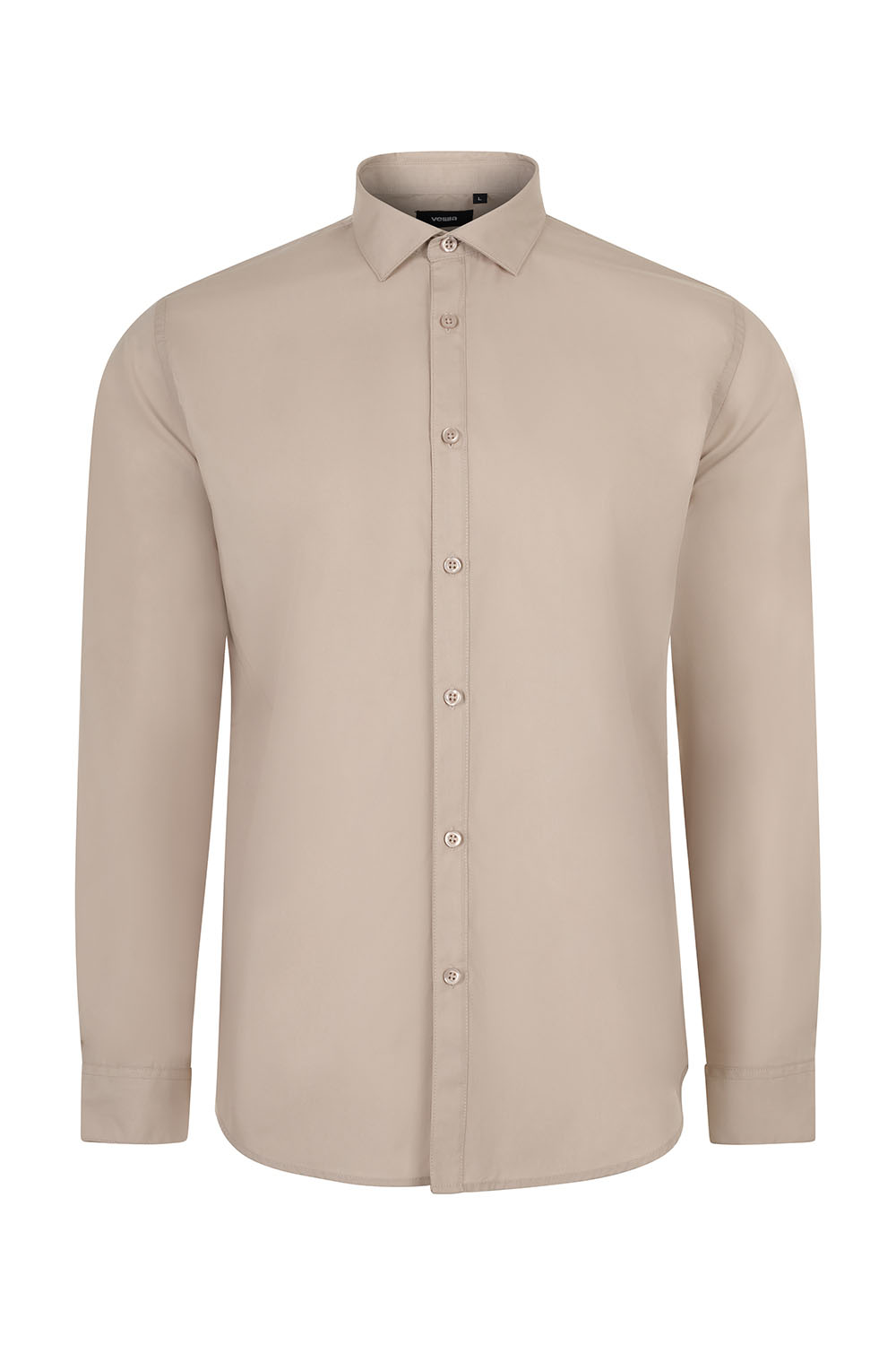 Koszula stretch z długim rękawem męska 405017S - LIGHT BEIGE 47