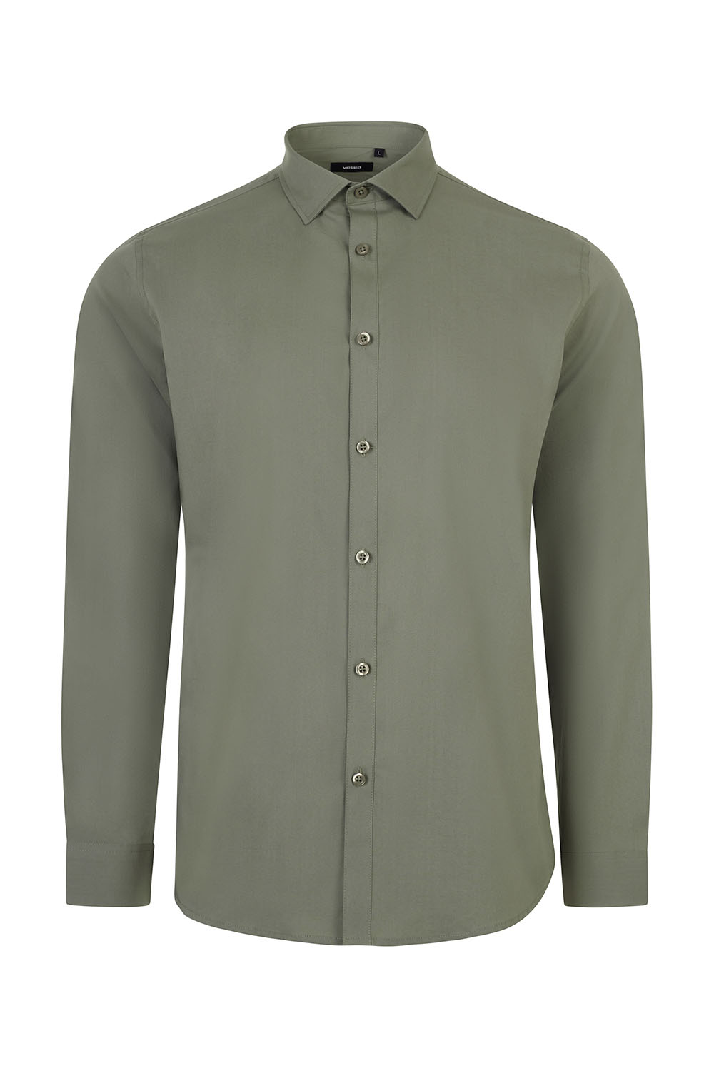 Koszula stretch z długim rękawem męska 405017S - LIGHT OLIVE GREEN 35
