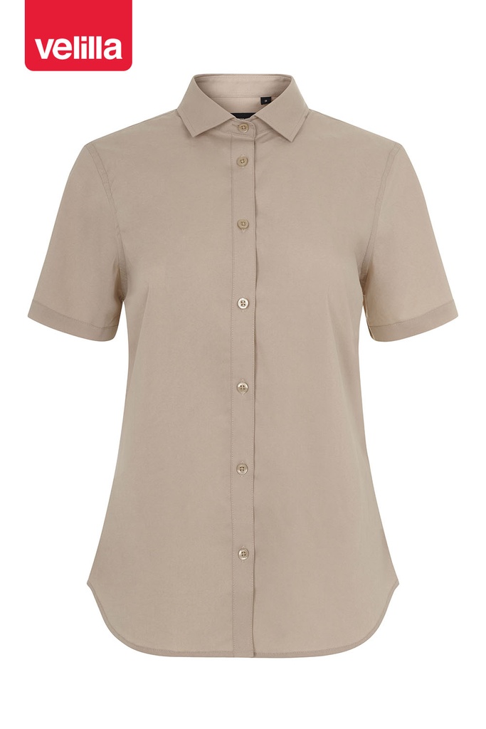 Koszula stretch z krótkim rękawem damska 405018S - LIGHT BEIGE 47