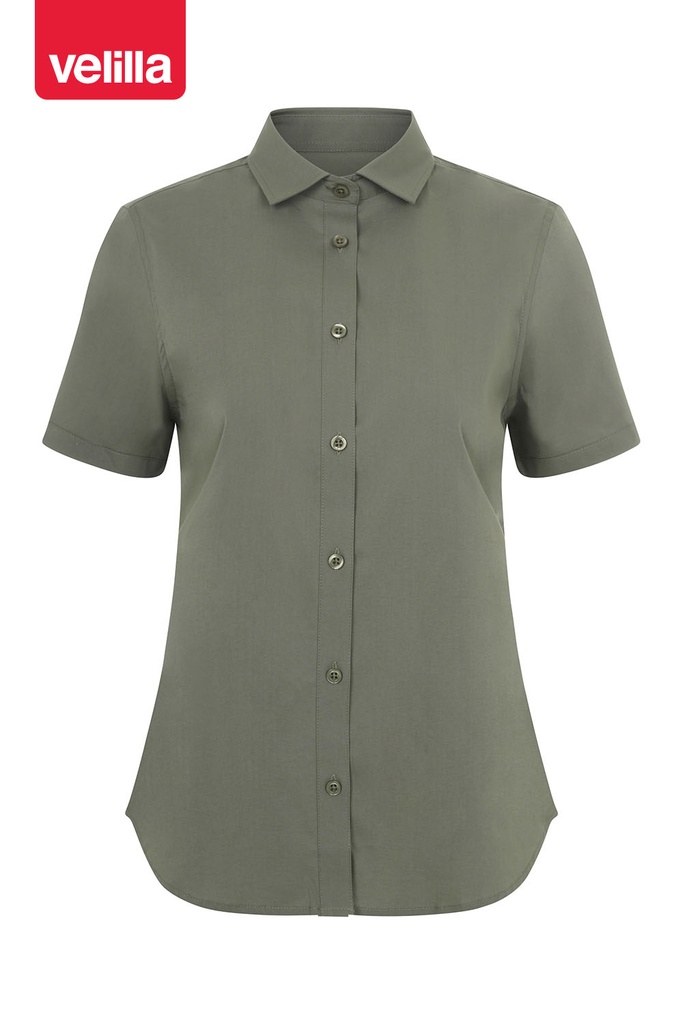 Koszula stretch z krótkim rękawem damska 405018S - LIGHT OLIVE GREEN 35