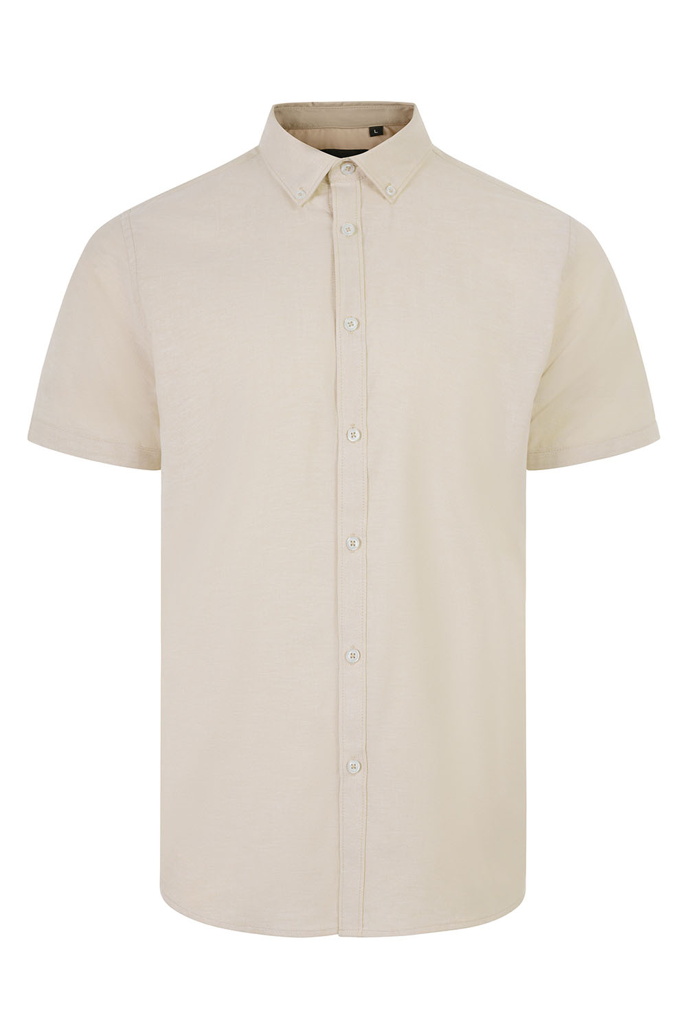 Koszula stretch z krótkim rękawem męska 405024S - LIGHT BEIGE 47