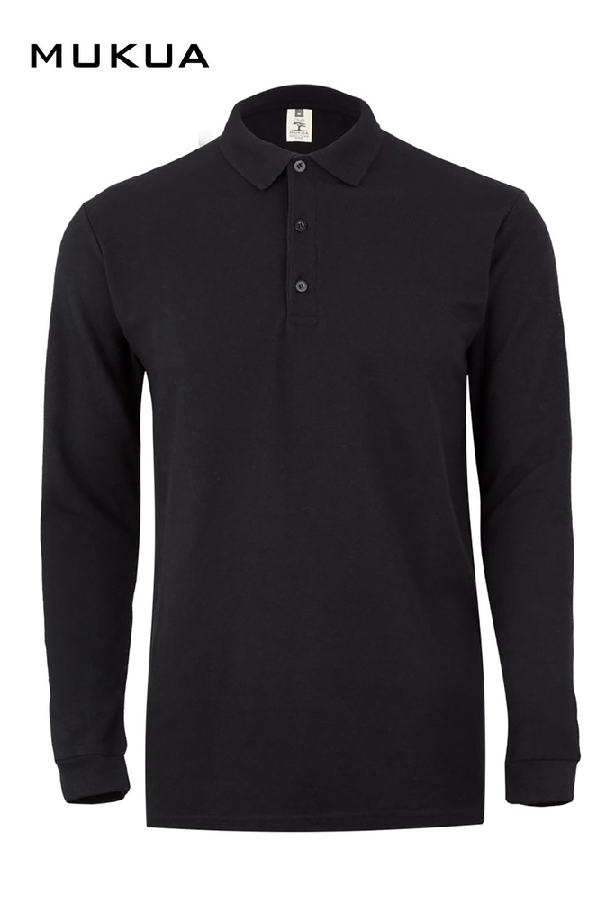 Koszulka polo z długim rękawem unisex CLIFTON MK242CV - BLACK 200