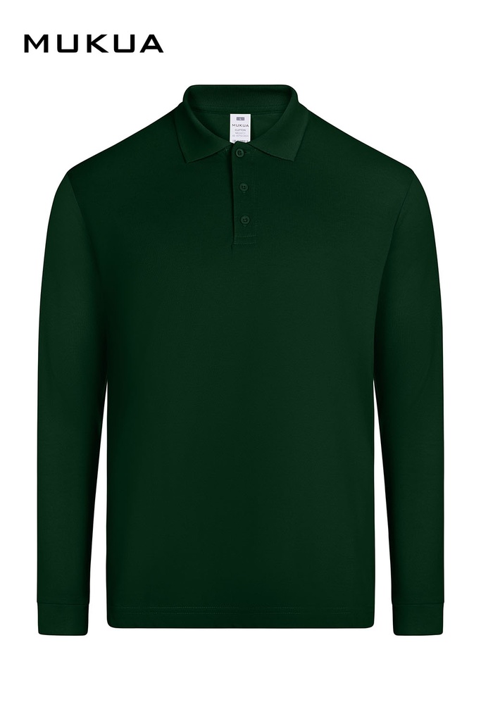 Koszulka polo z długim rękawem unisex CLIFTON MK242CV - BOTTLE GREEN 602