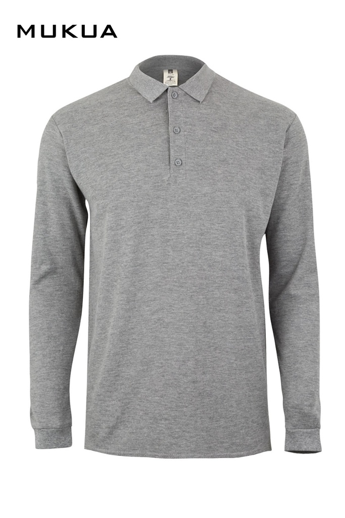 Koszulka polo z długim rękawem unisex CLIFTON MK242CV - HEATHER GREY 202
