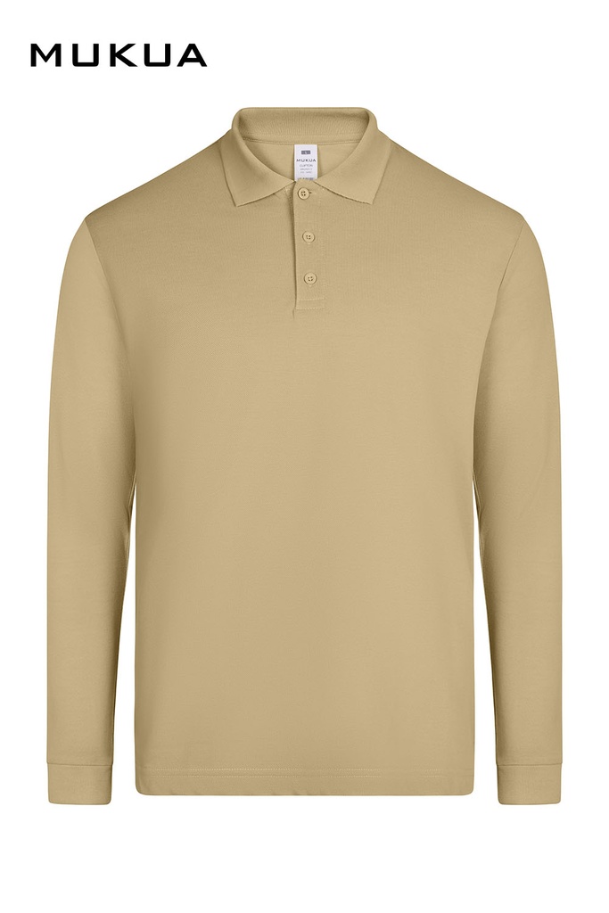Koszulka polo z długim rękawem unisex CLIFTON MK242CV - SAND 103