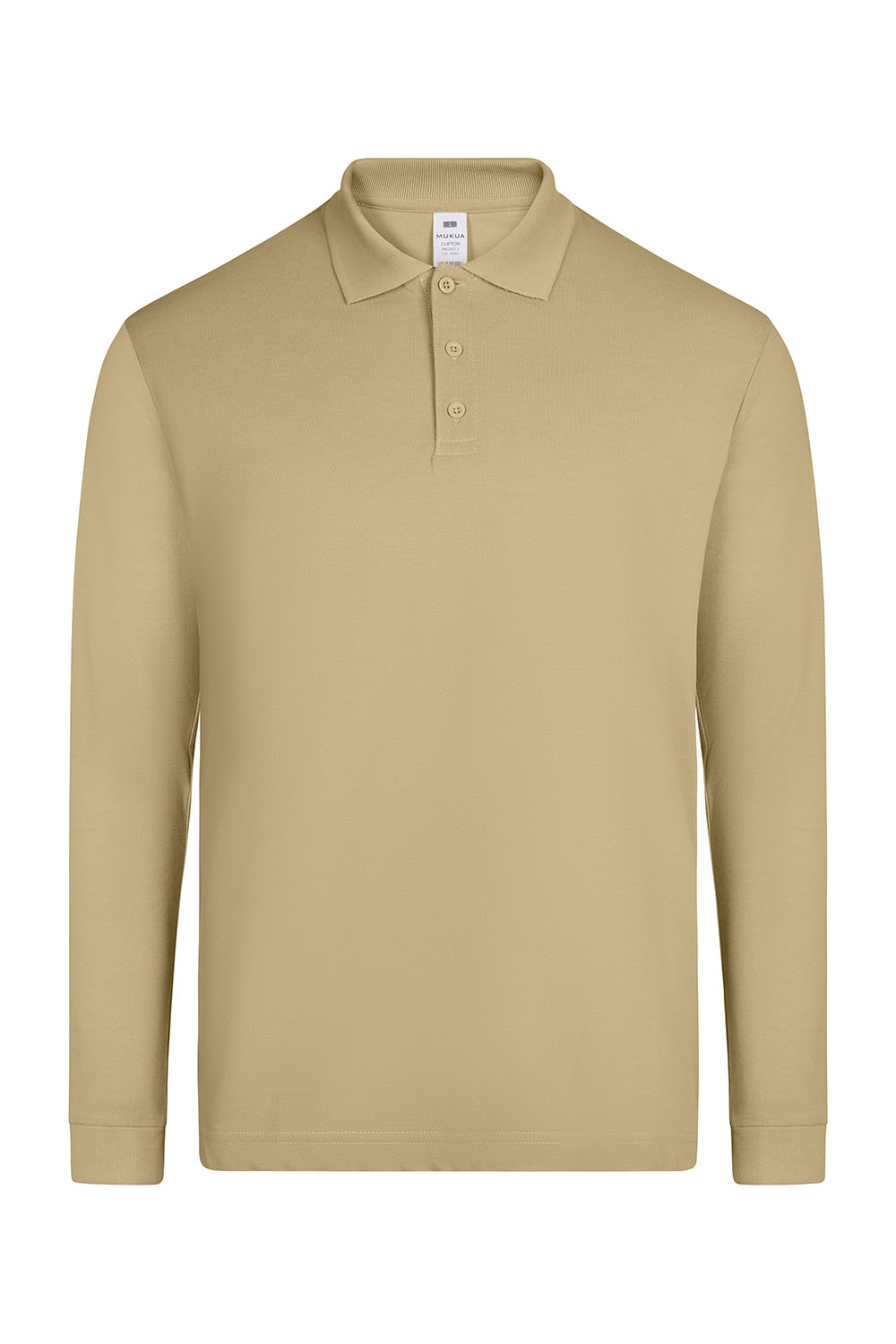 Koszulka polo z długim rękawem unisex CLIFTON MK242CV - SAND 103