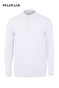 Koszulka polo z długim rękawem unisex CLIFTON MK242WV - WHITE 100