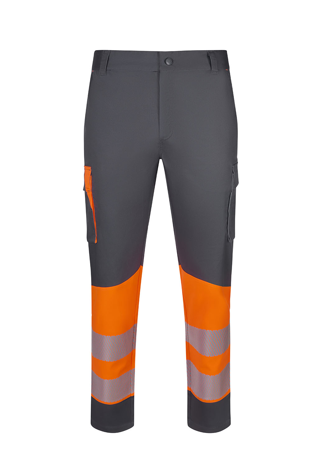 Spodnie dwukolorowe stretch z odblaskami 303032S - GREY/HI-VIS ORANGE 08/19