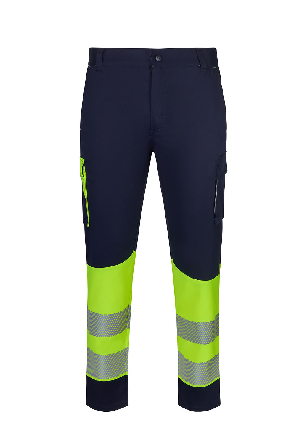 Spodnie dwukolorowe stretch z odblaskami 303032S - NAVY BLUE/HI-VIS YELLOW 61/20