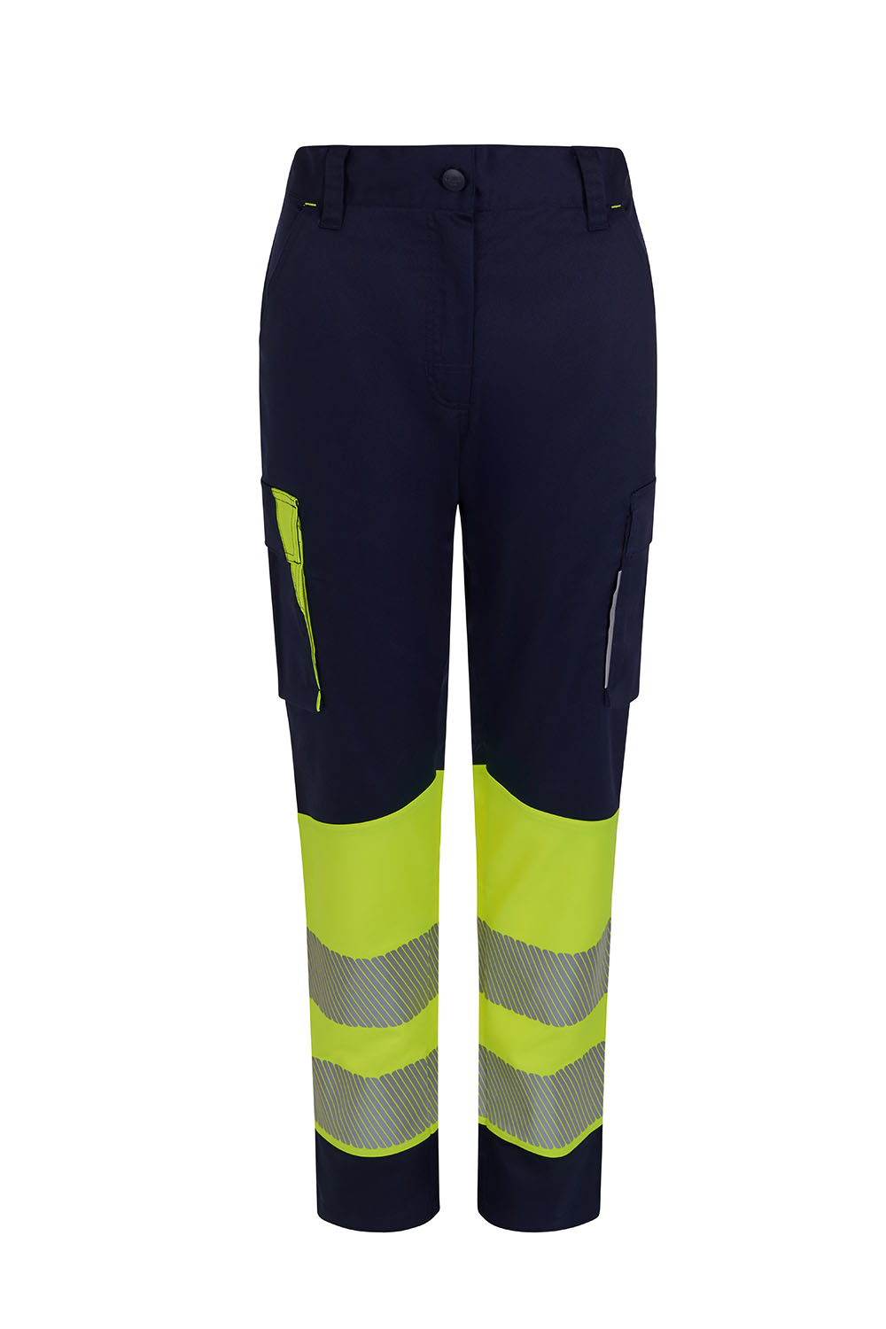 Spodnie dwukolorowe stretch z odblaskami damskie 303032SW - NAVY BLUE/HI-VIS YELLOW 61/20