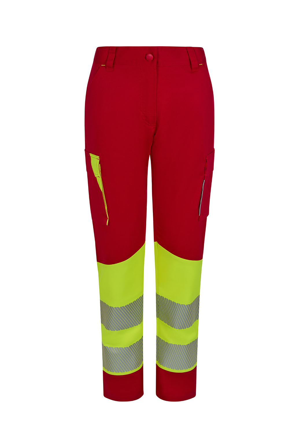 Spodnie dwukolorowe stretch z odblaskami damskie 303032SW - RED/HI-VIS YELLOW 12/20