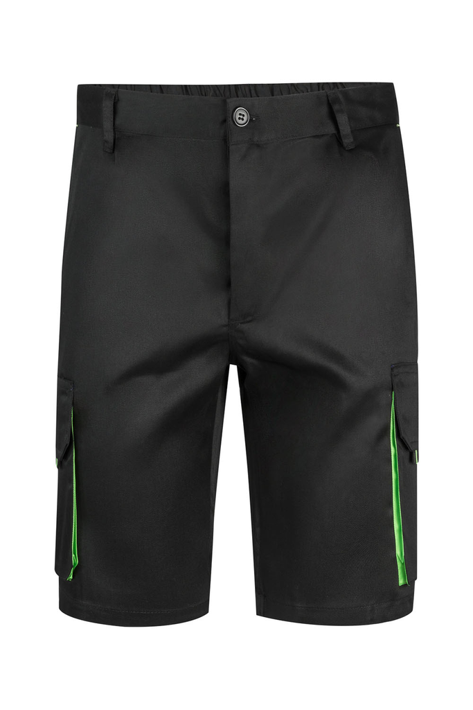 Spodenki stretch z wieloma kieszeniami 103007 - BLACK/LIME GREEN 00/25