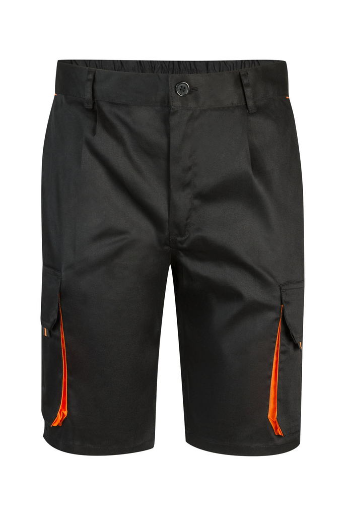 Spodenki stretch z wieloma kieszeniami 103007 - BLACK/ORANGE 00/16