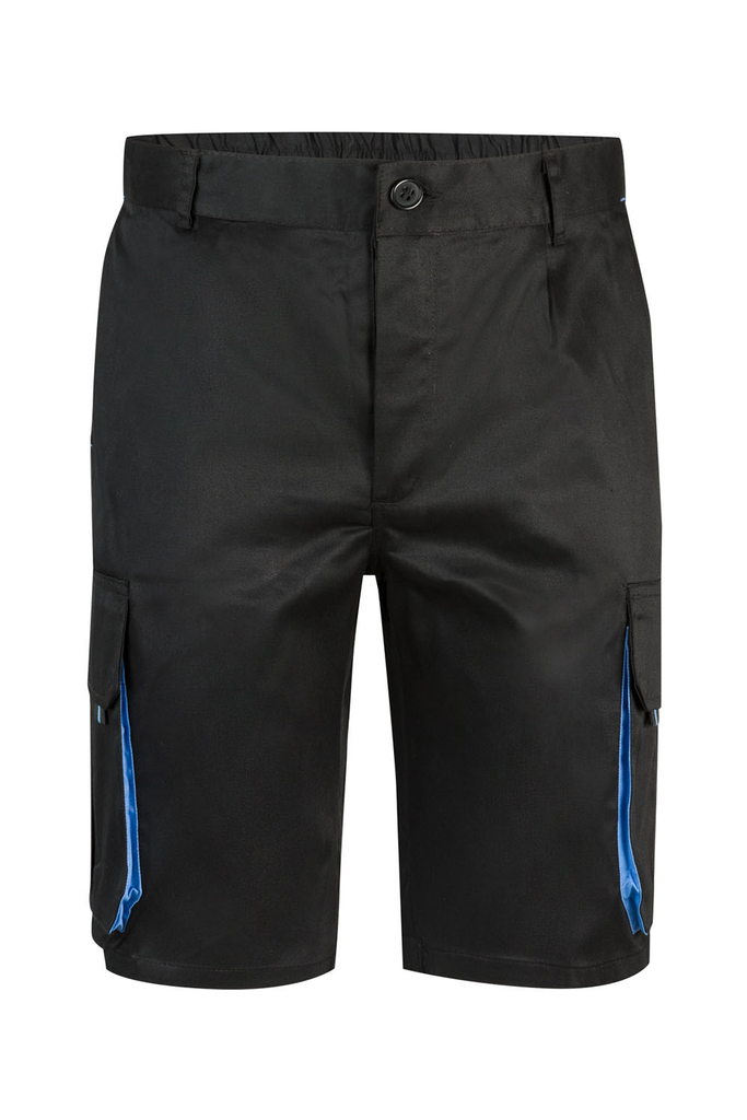 Spodenki stretch z wieloma kieszeniami 103007 - BLACK/SKY BLUE 00/05