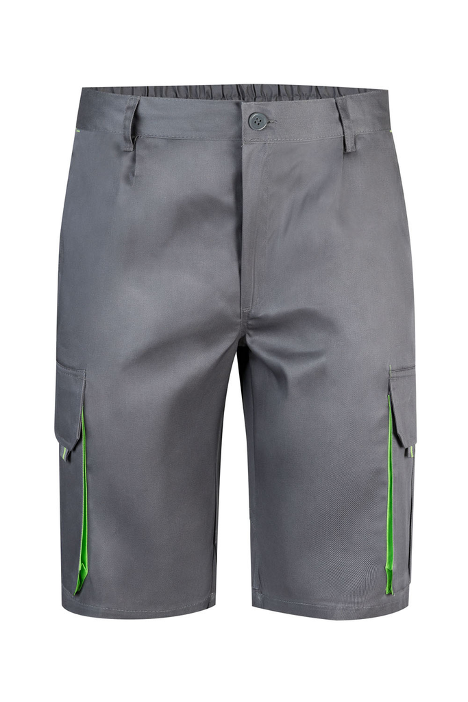 Spodenki stretch z wieloma kieszeniami 103007 - GREY/LIME GREEN 08/25