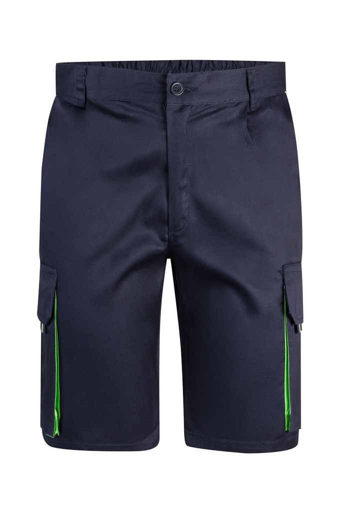Spodenki stretch z wieloma kieszeniami 103007 - MARINE BLUE/LIME GREEN 01/25