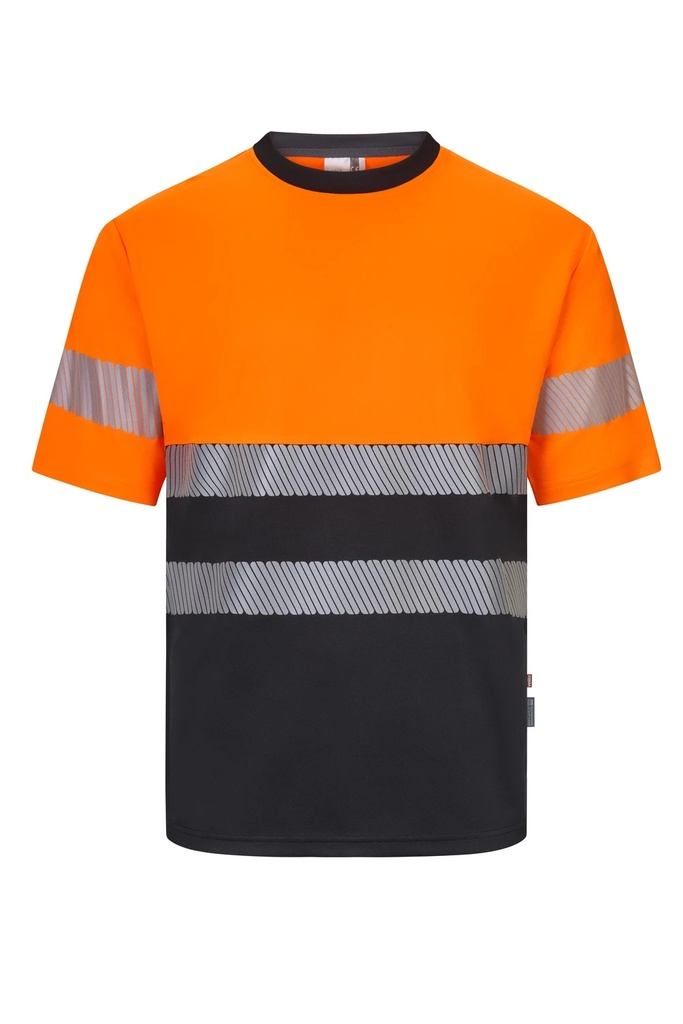 Koszulka dwukolorowa z krótkim rękawem z odblaskami 305633 - BLACK/HI-VIS ORANGE 00/19