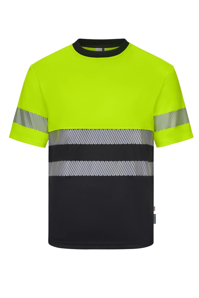 Koszulka dwukolorowa z krótkim rękawem z odblaskami 305633 - BLACK/HI-VIS YELLOW 00/20
