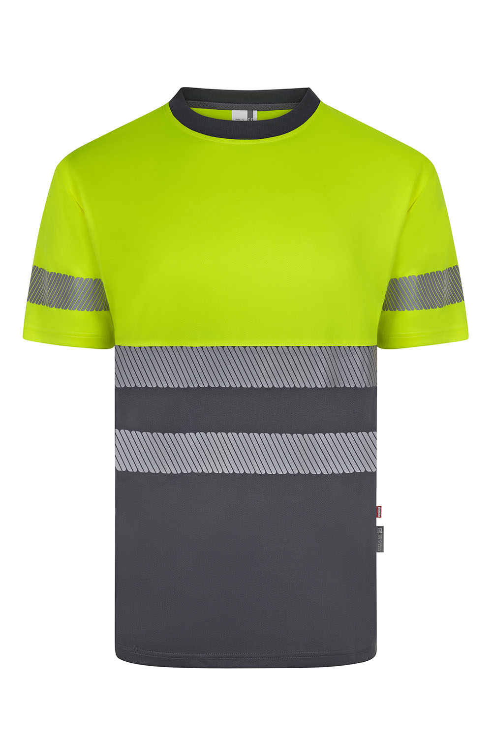 Koszulka dwukolorowa z krótkim rękawem z odblaskami 305633 - GREY/HI-VIS YELLOW 08/20