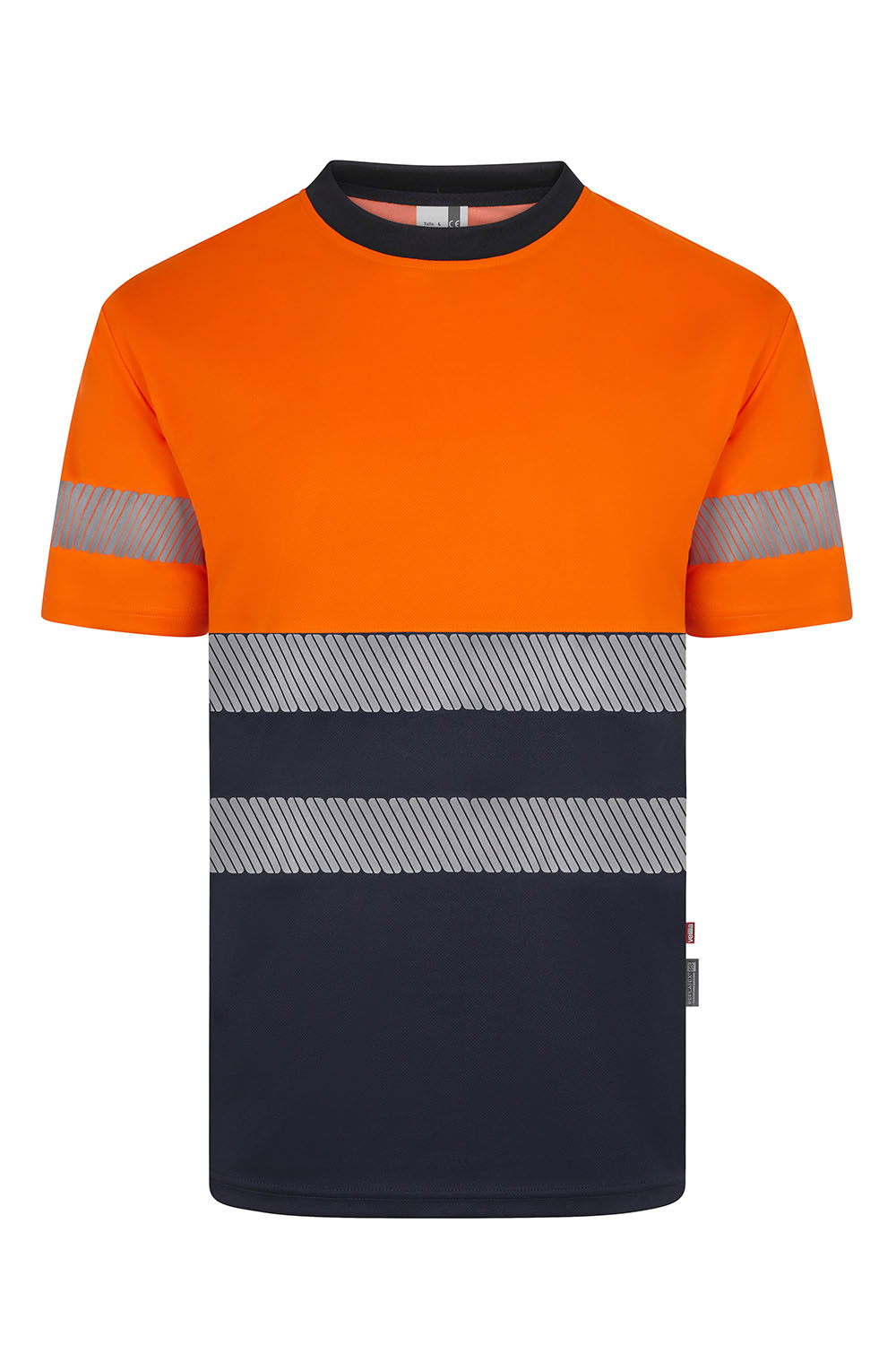 Koszulka dwukolorowa z krótkim rękawem z odblaskami 305633 - NAVY BLUE/HI-VIS ORANGE 61/19