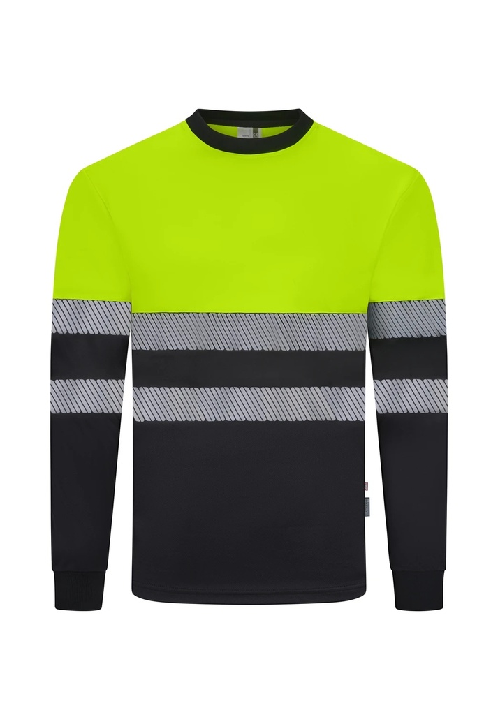 Koszulka dwukolorowa z długim rękawem z odblaskami 305635 - BLACK/HI-VIS YELLOW 00/20