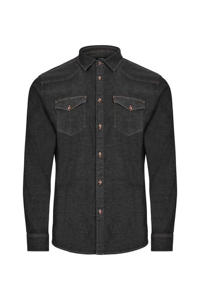 Koszula stretch z długim rękawem męska 405006S - DARK GREY DENIM 85