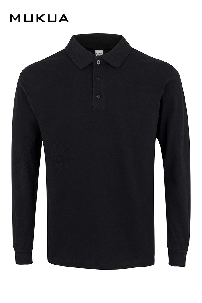 Koszulka polo z długim rękawem unisex HOBART PL200UC - BLACK 200