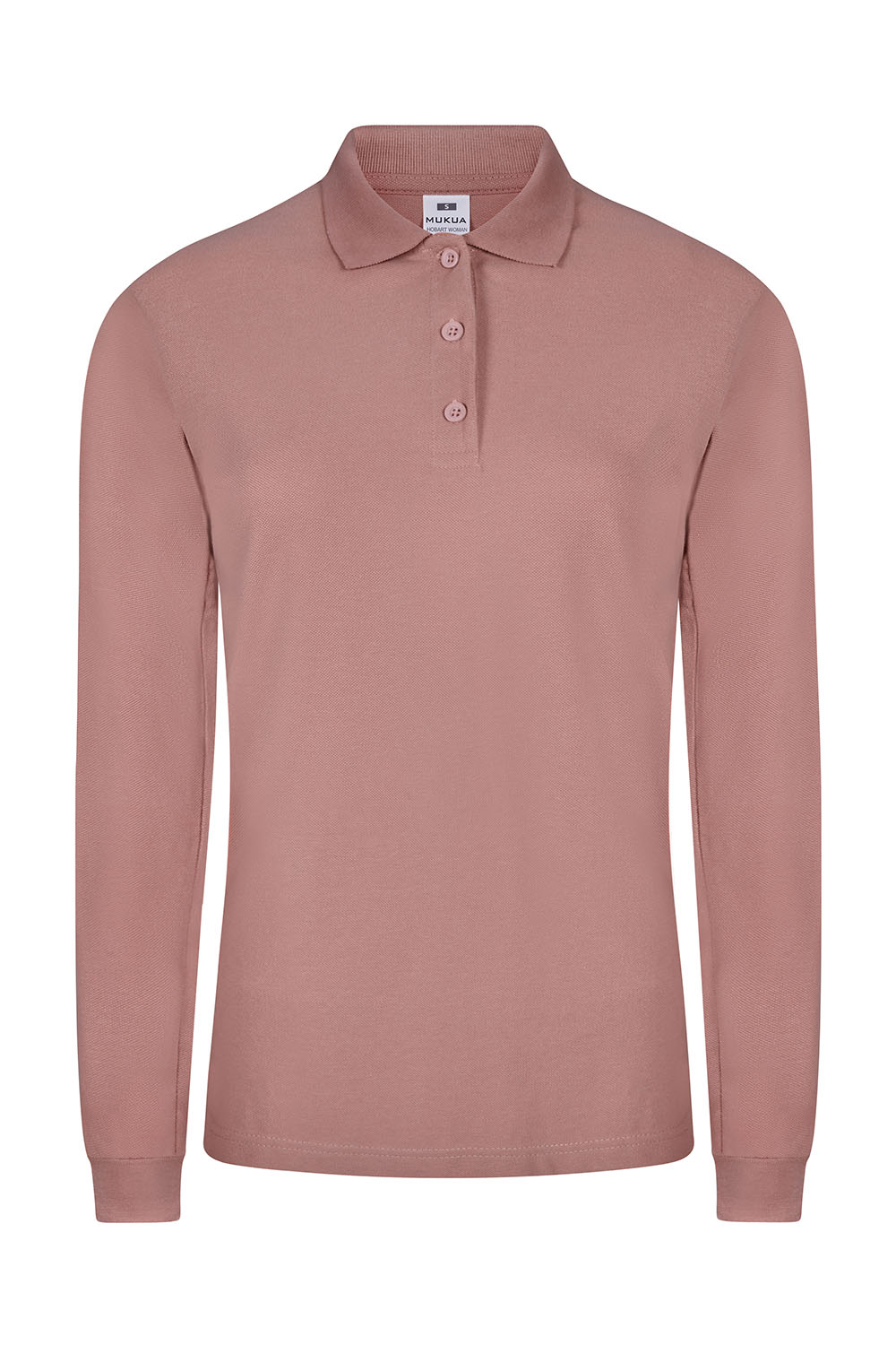 Koszulka polo z długim rękawem damska HOBART WOMAN PL200WC - PALE ROSE 410