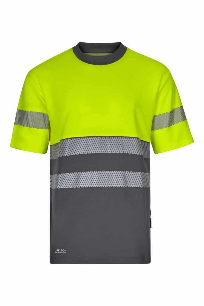 Koszulka dwukolorowa z krótkim rękawem z odblaskami 305643 - GREY/HI-VIS YELLOW 08/20