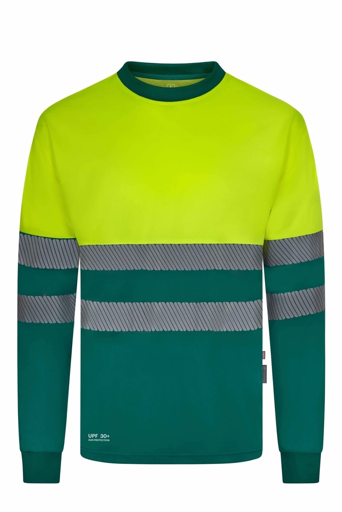 Koszulka dwukolorowa z długim rękawem z odblaskami 305645 - GREEN/HI-VIS YELLOW 02/20