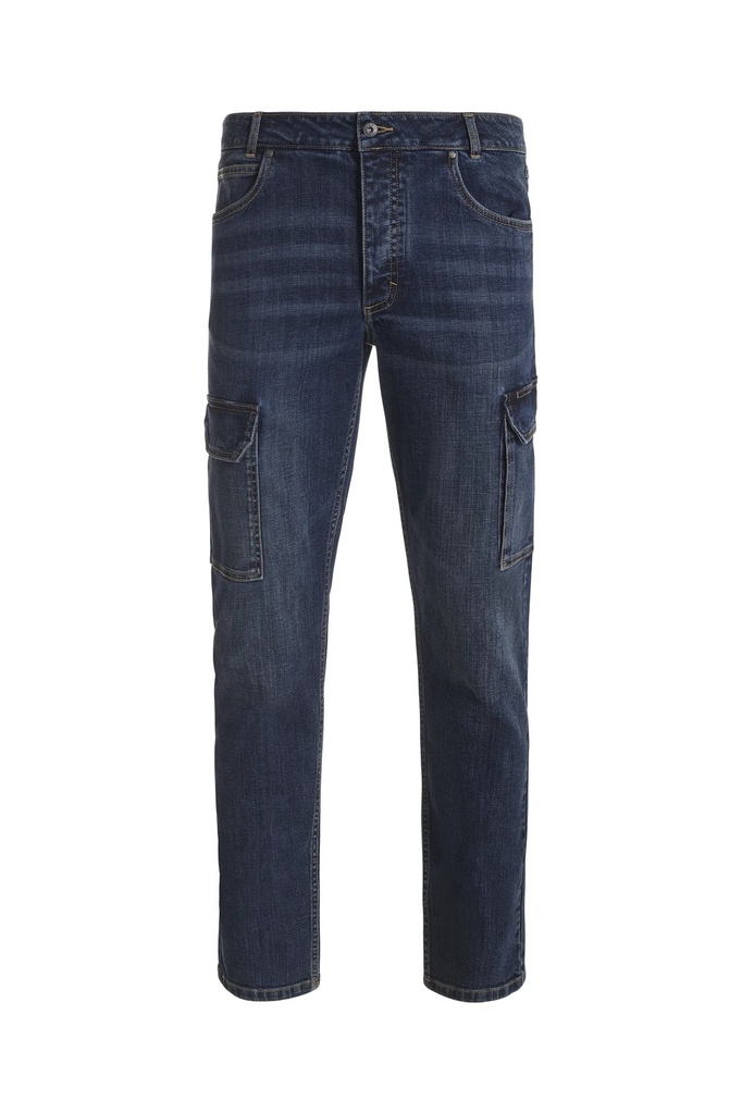 Spodnie stretch z wieloma kieszeniami 103048S - BLUE DENIM 63