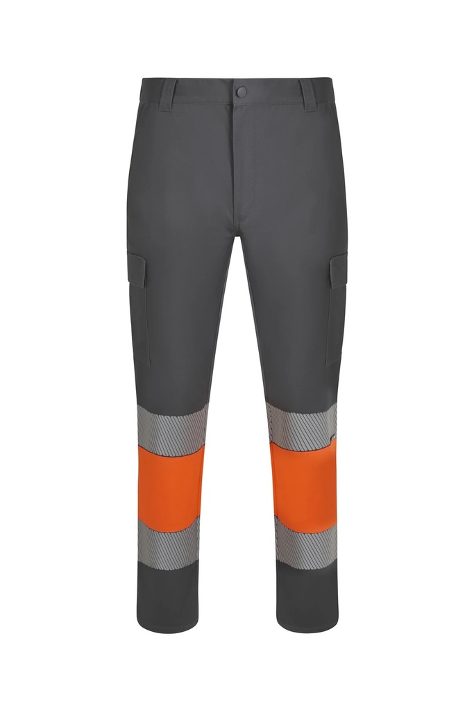 Spodnie dwukolorowe z odblaskami F303033 - GREY/HI-VIS ORANGE 08/19