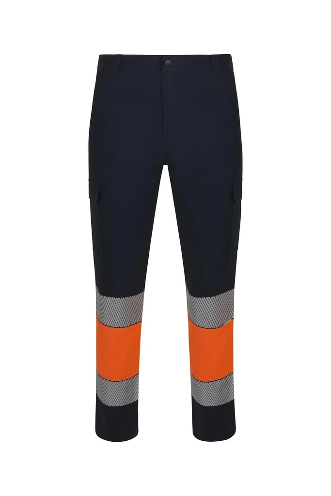 Spodnie dwukolorowe z odblaskami F303033 - NAVY BLUE/HI-VIS ORANGE 61/19