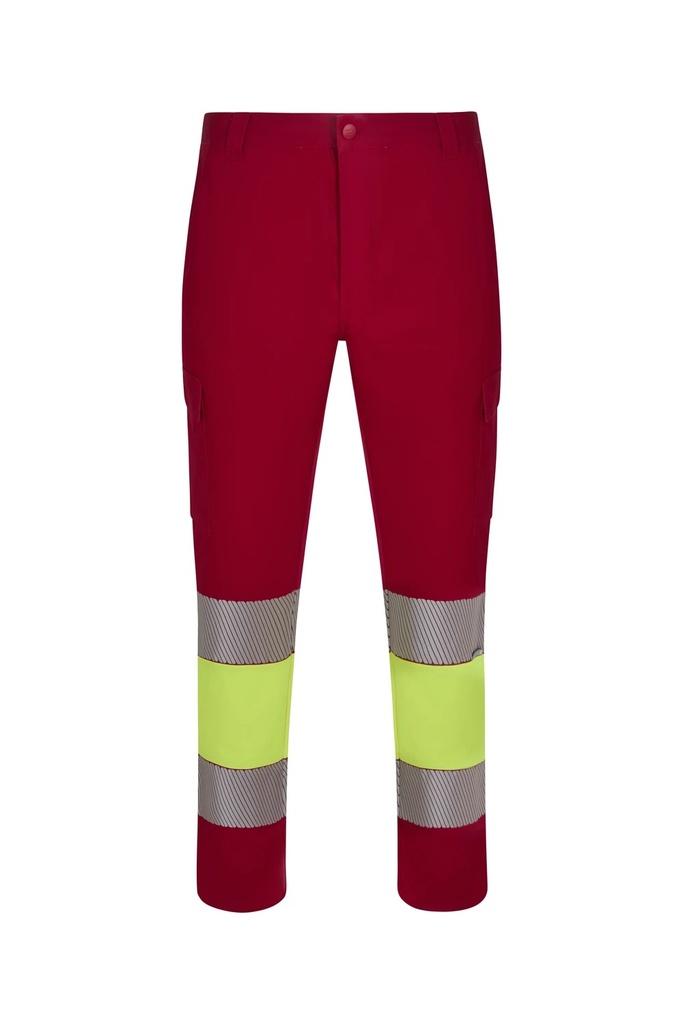 Spodnie dwukolorowe z odblaskami F303033 - RED/HI-VIS YELLOW 12/20
