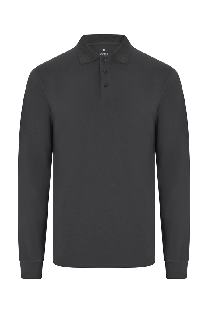 Koszulka polo stretch z długim rękawem męska 105511S - ANTHRACITE GREY 90