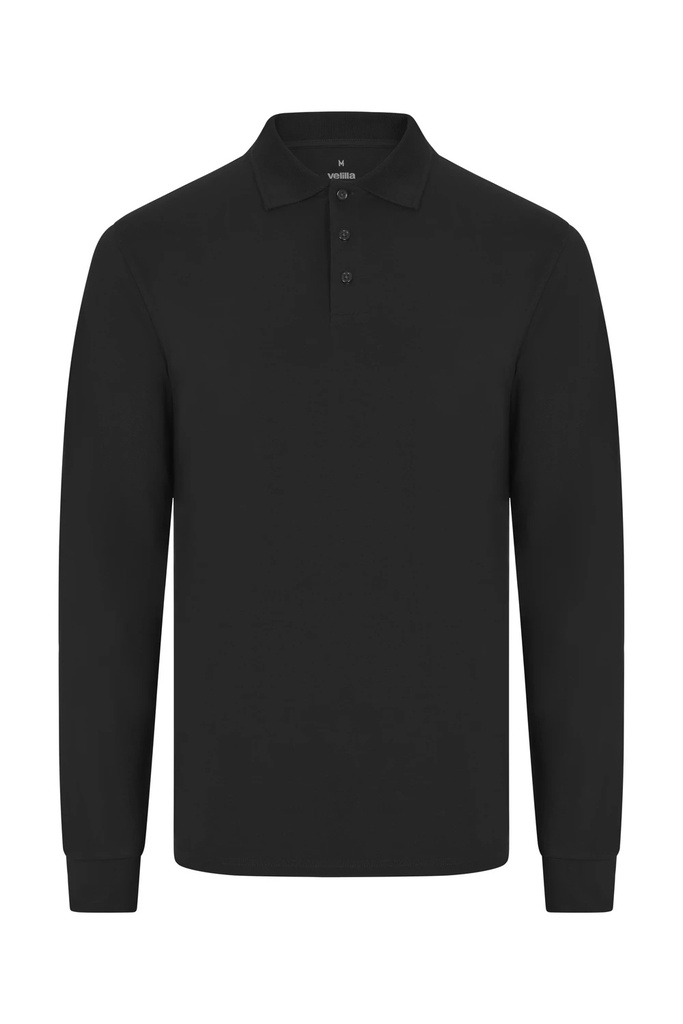 Koszulka polo stretch z długim rękawem męska 105511S - BLACK 00