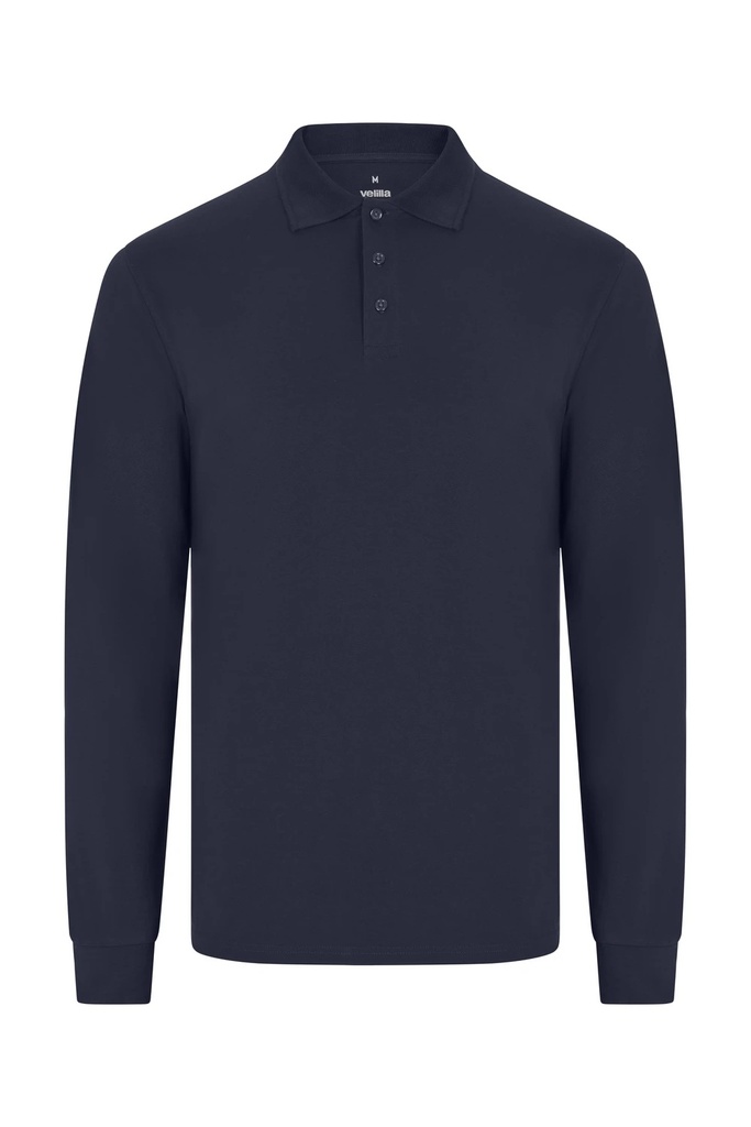 Koszulka polo stretch z długim rękawem męska 105511S - NAVY BLUE 61