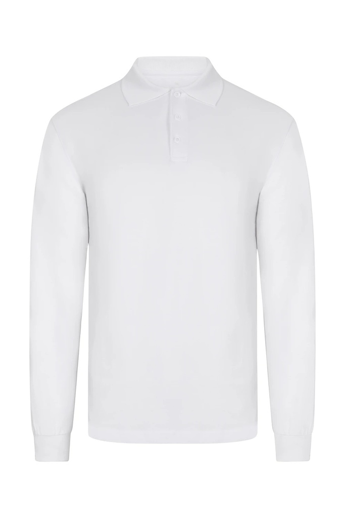 Koszulka polo stretch z długim rękawem męska 105511S - WHITE 07