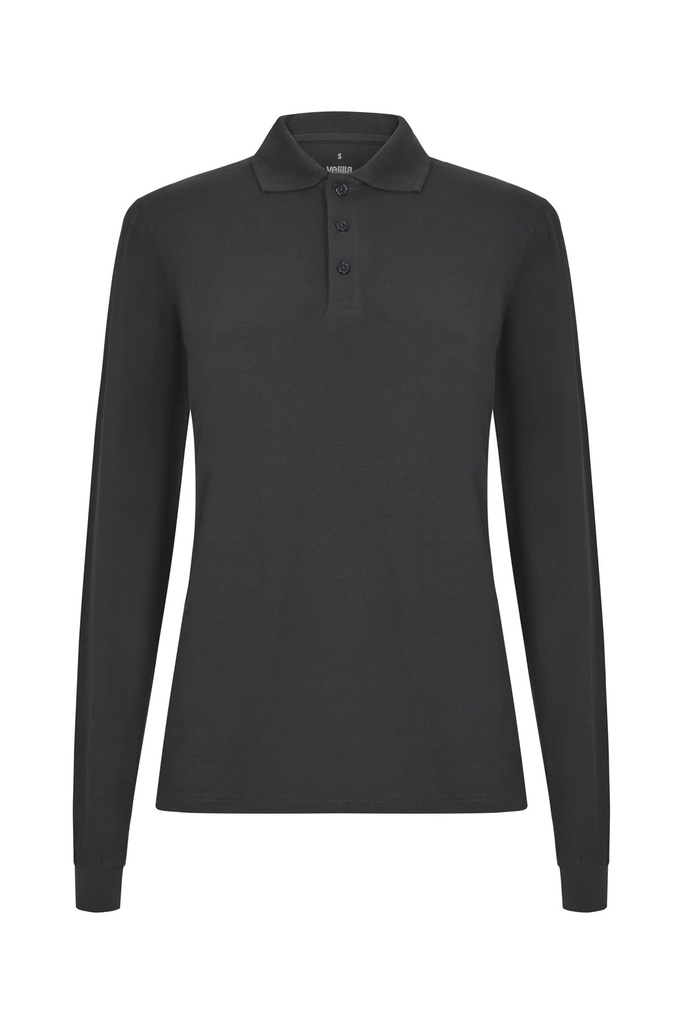Koszulka polo stretch z długim rękawem damska 105511SW - ANTHRACITE GREY 90