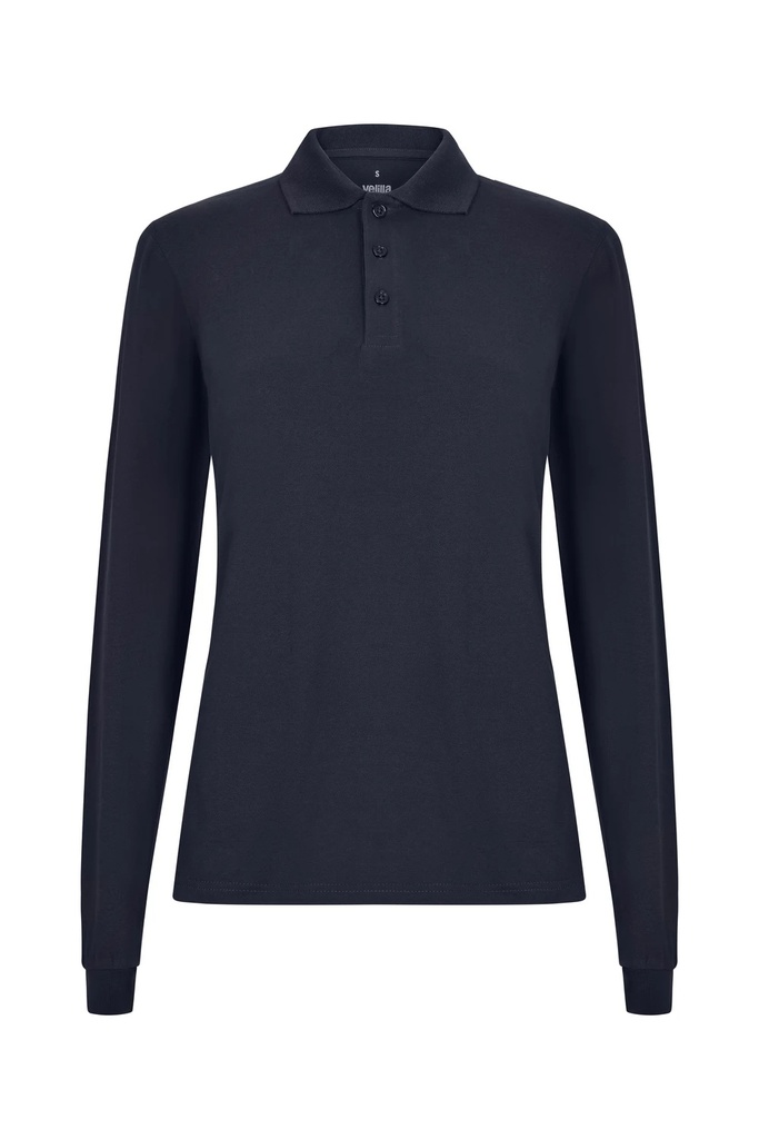 Koszulka polo stretch z długim rękawem damska 105511SW - NAVY BLUE 61